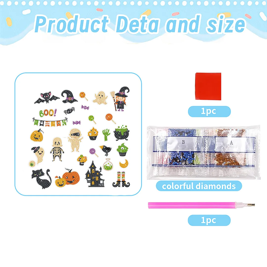 DIY Diamond Painting Sticker Diamond Art Stickers Arts and Crafts Decorative Diamond Stickers for Birthday Party Halloween Christmas Gifts (Halloween Witch House)