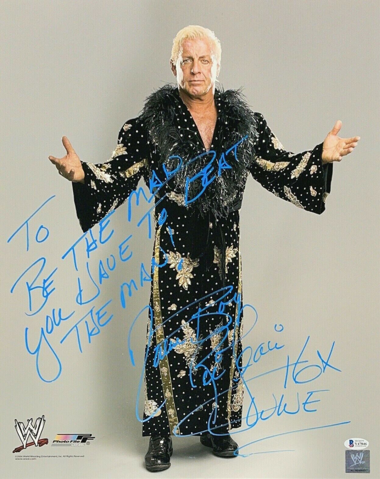 WWE RIC FLAIR HAND SIGNED AUTOGRAPHED 16X20 Photo Poster painting WITH PROOF AND BECKETT COA 1