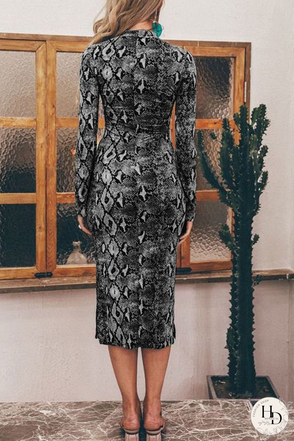 Snake Skin Pattern Package Hip Dress