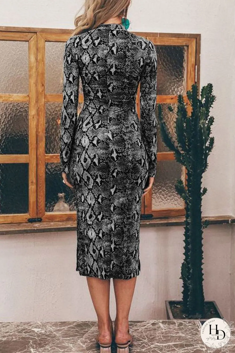 Snake Skin Pattern Package Hip Dress