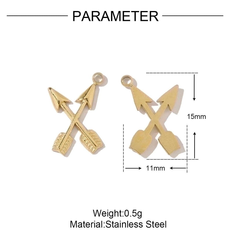 3 PCS/Package 14*14mm 4*11mm 9*22mm 201 Stainless Steel 18K Gold Plated Arrow Strawberry Gourd Polished Jewelry Accessories Pendant