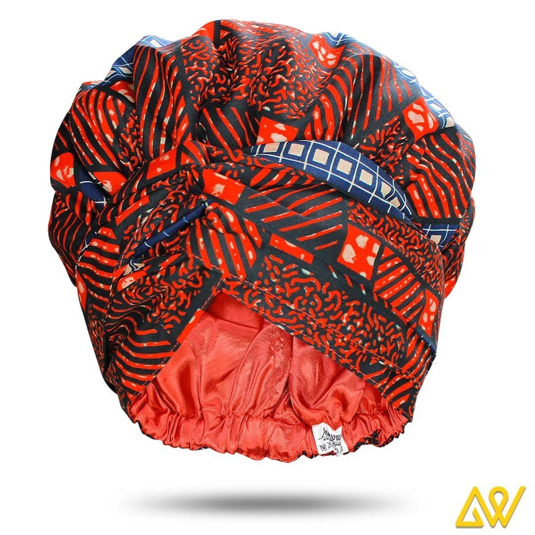 African Print Head Wrap With Satin-Lined(Sunset Street) -AW1865