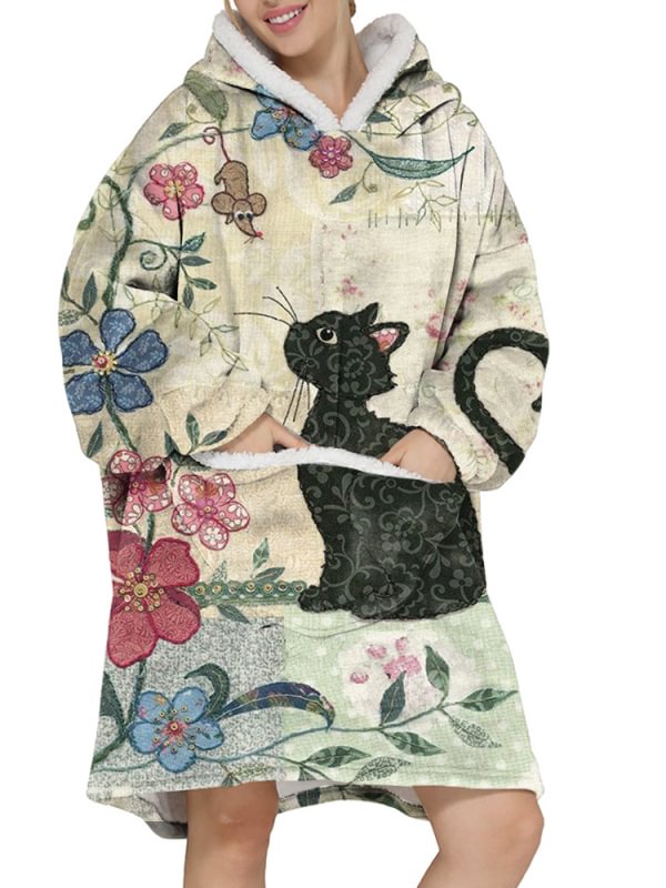 Leisure cute animal printed lazy sweater blanket