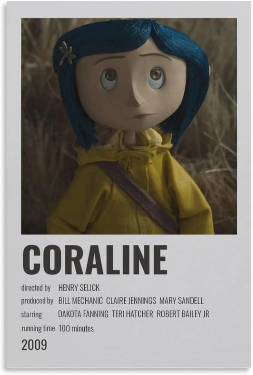 ief Vintage Movie Posters for Room Aesthetic 90s Coraline Poster Decorative Painting Canvas Wall Art Living Room Posters Bedroom Painting 12x18inch(30x45cm) 12x18inch(30x45cm)