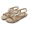 Gioiacombo&trade; 2022 estate sandali carini scarpe basse con strass fiore boh&eacute;mien femminile