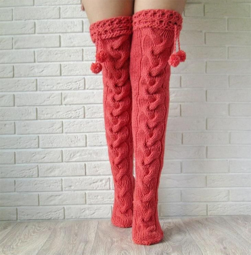 Rotimia Knitting garter hair ball over the knee plus long stockings