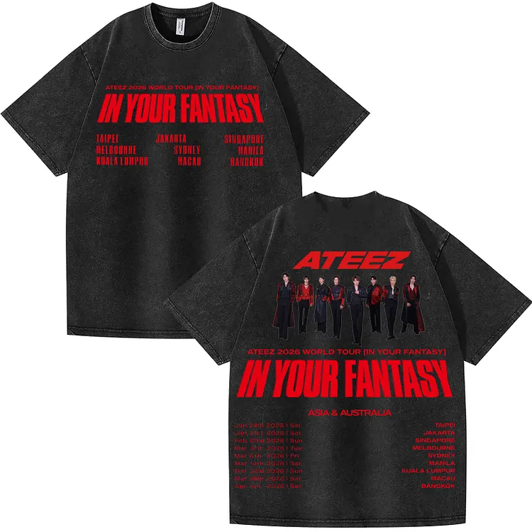 Ateez 2026 In Your Fantasy Tour Asia & Australia Setlist Washed T
