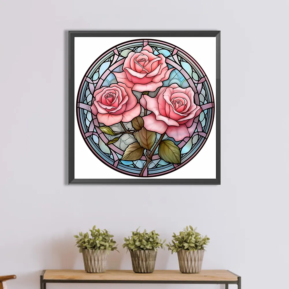 Diamond Painting - Full Round Drill - Stained Glass Flower(30*30cm)