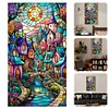 Colored House Glass Painting - Full Embroidery 3 Strands 11CT Stamped Cross Stitch - 40*70CM - Large Size