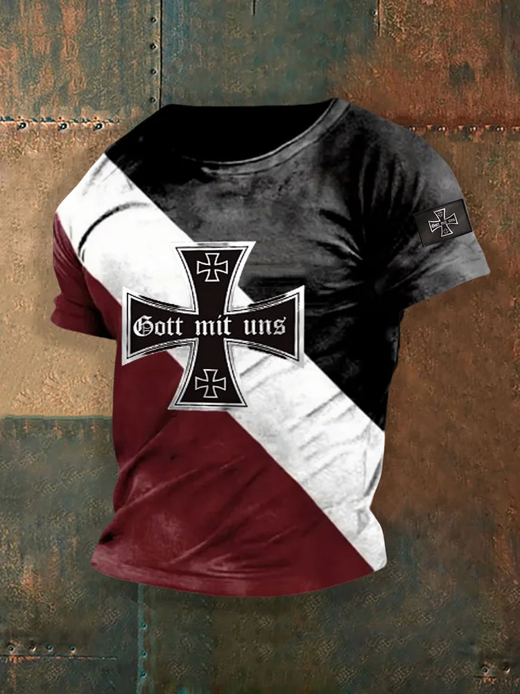 Herren Gott mit uns bedrucktes T-Shirt mit kurzen Ärmeln