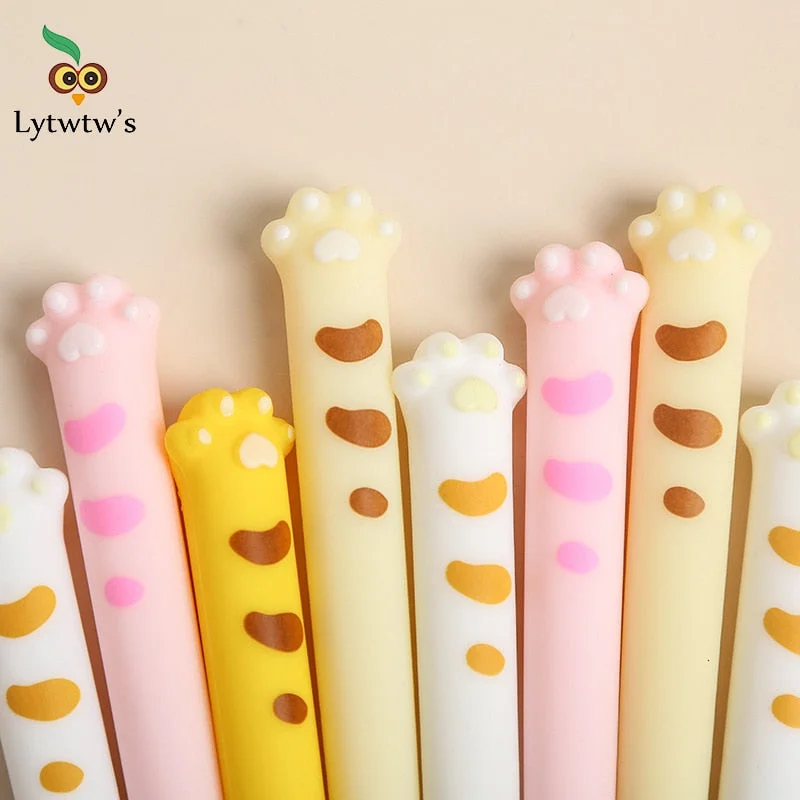 1 Piece Lytwtw's Cute Kawaii Cat Paw Silicone Claw Gel Pen School Office Supply Stationery Creative Sweet Pretty Lovely Cartoon