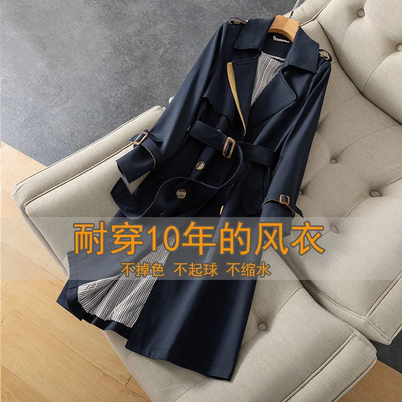 Trench Coat For Women Autumn Winter Elegant Women Double Breasted Solid Cloak Female Korean Style High-end Trench With Belt