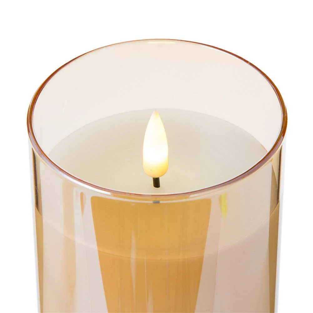 Glass Flameless Candles with Remote Battery Operated Flickering LED