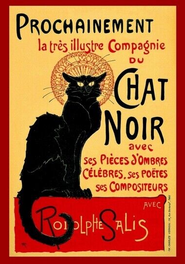 CHAT NOIR POSTER - FRENCH BLACK CAT ADVERT - Photo Poster painting QUALITY INSERT -  POST!