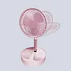 Folding Telescopic Floor Fan Summer Mute Student Desktop Table Fan (White)