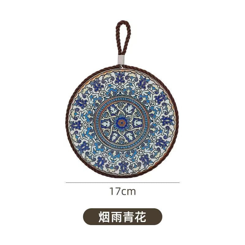 Factory Supply Thermal Transfer Printing 17cm Mandala Ceramic Heat Insulation Pot Mat Home Pot Mat European Style