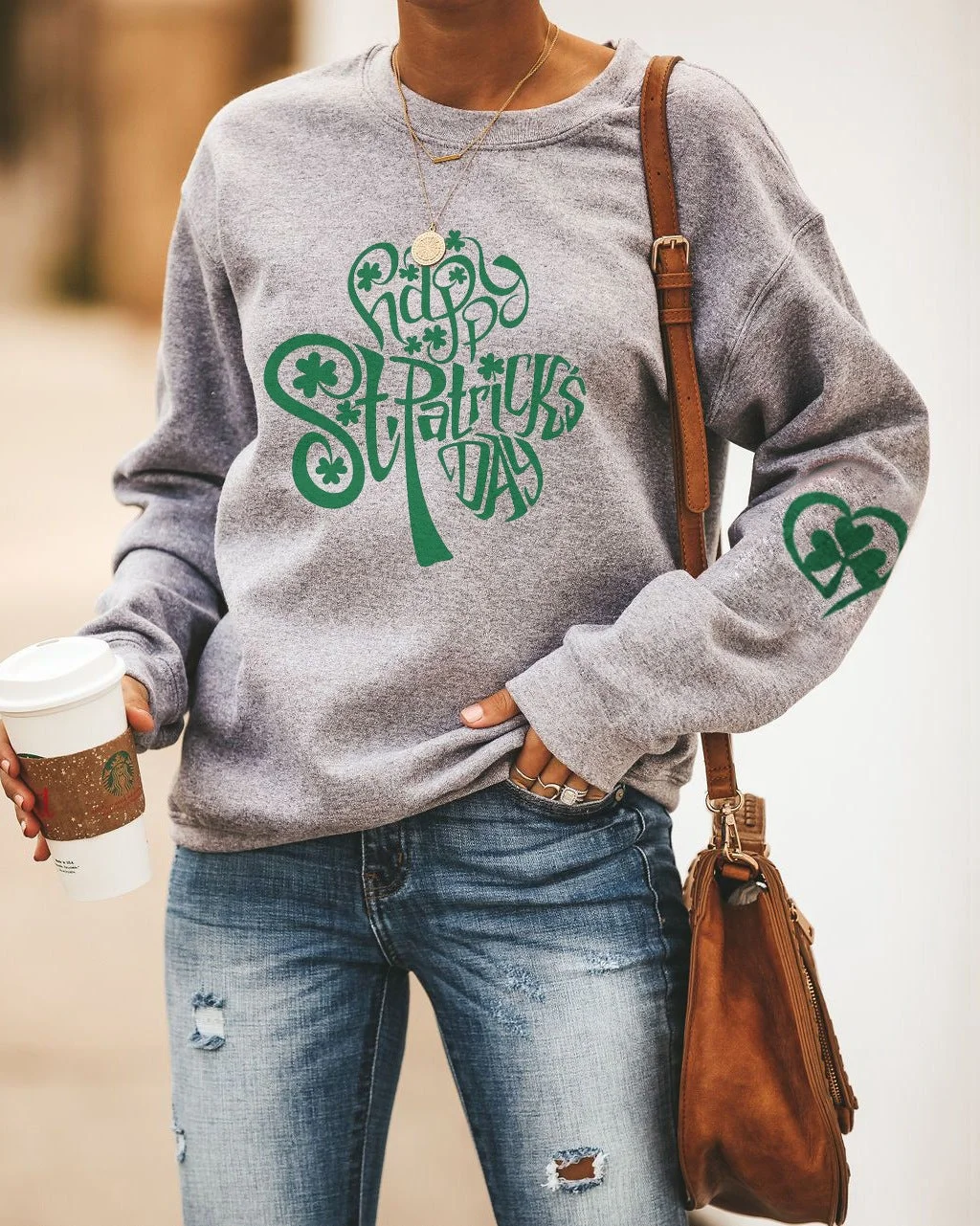 Women's Lucky Clover Print Sweatshirt