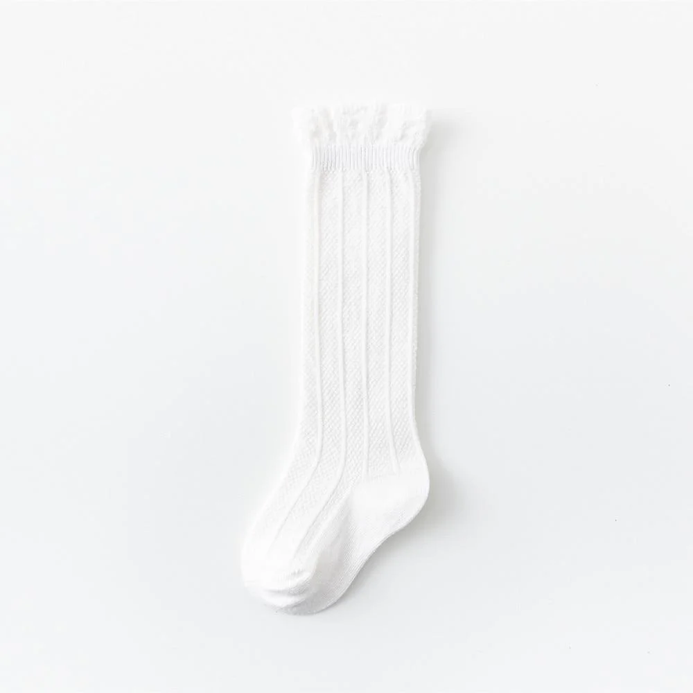 0 to 4 Yrs Baby Girls Boys Uniform Knee High Socks Tube Ruffled Infants Toddlers Socks Children's Long Socks for Girls