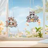 (US Local)2Pcs Special Shaped Tiger Raccoon Diamond Painting Hanging Decor Craft Kit