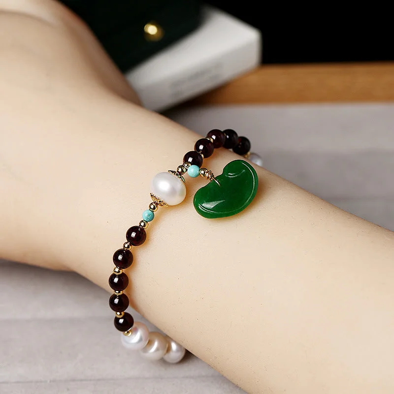 Lucky Lotus Pearl Garnet Bracelet