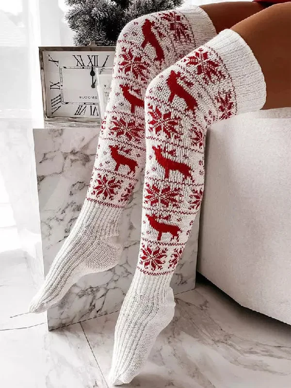 Christmas Knit Over the Knee Foot Socks