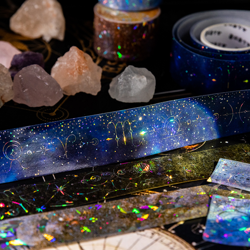 와시 테이프 - 25mm*200cm 별을 바라보는 시리즈 빈티지 별이 빛나는 하늘 풍경