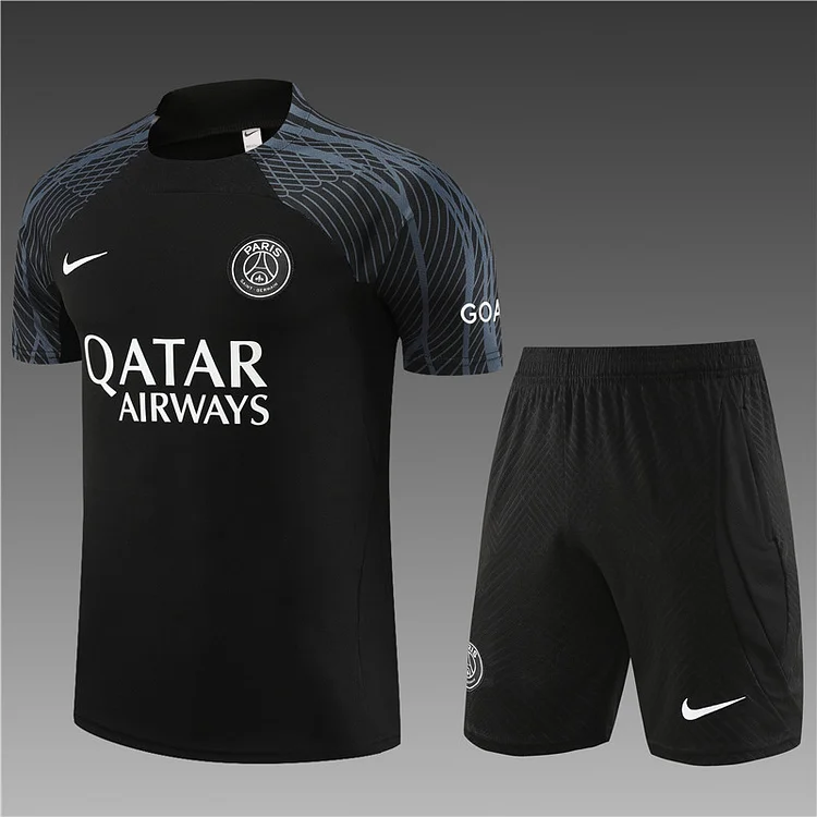 2023-24 Paris Saint-Germain black short-sleeved training jersey