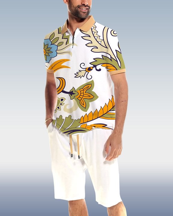 Men's Casual POLO Shirt 2 Piece Shorts Set