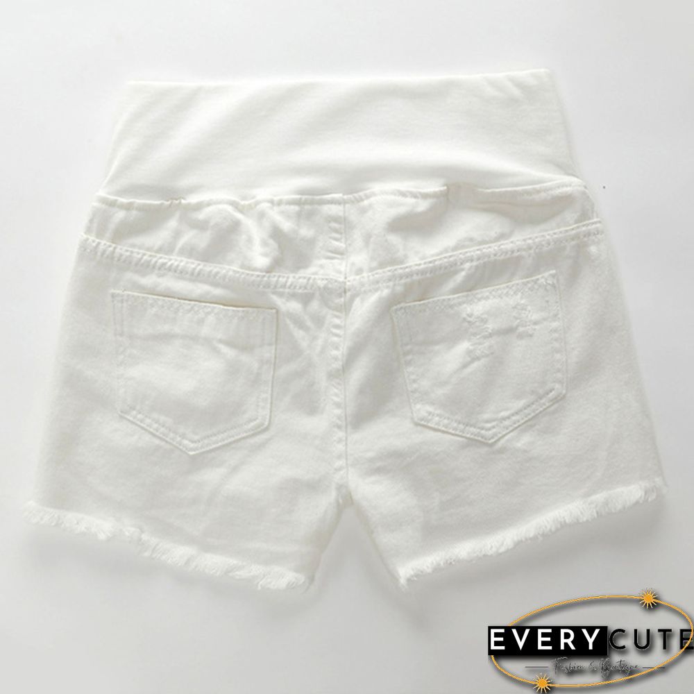 Pregnant Women's Ripped Hole Loose Denim Maternity Shorts Summer Casual Belly Clothes