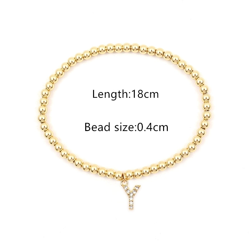 Copper Inlay Letter Zircon Bracelets