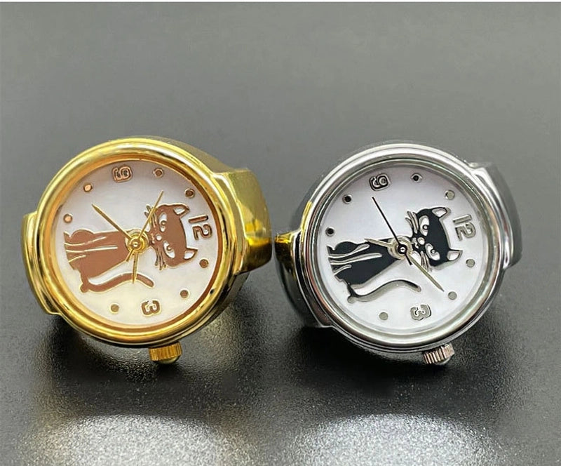 Cute Cat One Piece Buckle Quartz Watch Rings Women’s Watches