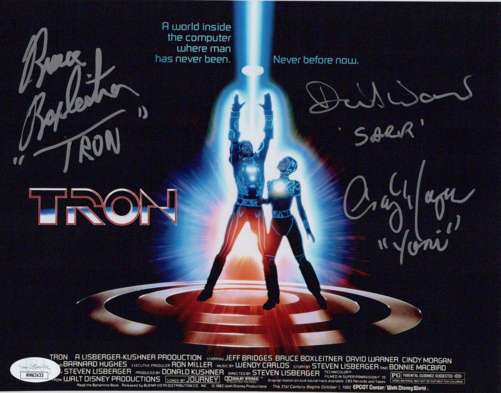 BRUCE BOXLEITNER & DAVID WARNER +1 Signed 8x10 TRON Photo Poster painting Autograph JSA COA Cert