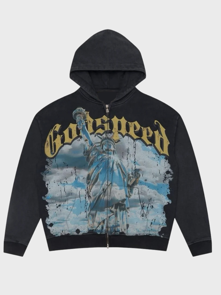 Chrome Liberty Zip Hoodie (black Wash)