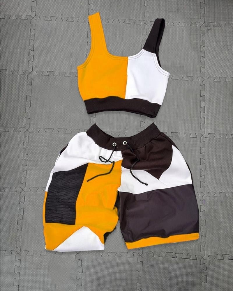 Women's Sporty Patchwork Printed Sets116