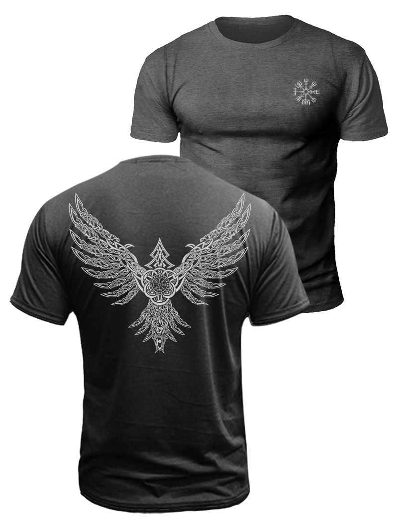 Viking Valhalla Raven Duplex Printing Cotton T-Shirt