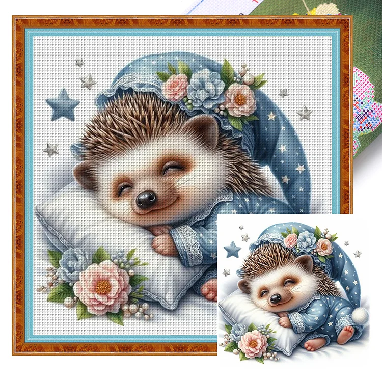 【Huacan Brand】Sleeping Hedgehog 11CT Stamped Cross Stitch 40*40CM