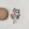 (US Local)6pcs/set DIY Special-shaped Diamond Painting Wall-mounted Key Hook Kit (Flower Dog)