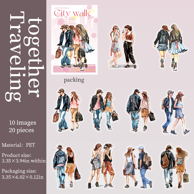 PET Sticker - City Walk Series Vintage Character Dressing