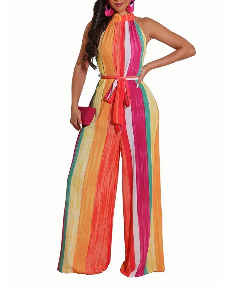 Sleeveless Rainbow Jumpsuit