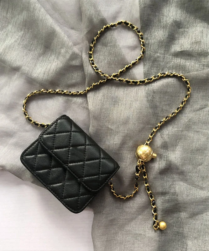 Chic Black Faux Leather Chain Linked Mini Bag