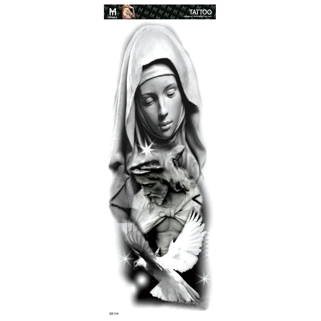 Fake Tattoo Lion Warrior For Men Waterproof Temporary Snake Flower Sticker Totem Geometric Full Arm Large Size Sleeve Tatoo Boys