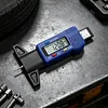 Portable Vehicle Tire Wear Checker 0.01mm Resolution Universal Auto Measuring Depth Gauge with LCD Display & Inch/MM Conversion Lightweight for Cars Trucks Motorcycles (Blue)
