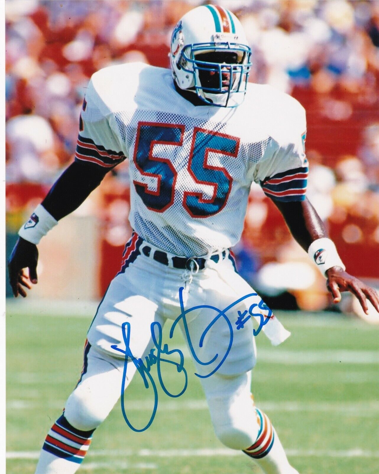 HUGH GREEN MIAMI DOLPHINS ACTION SIGNED 8X10