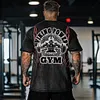 Gym Viking Warrior Runes Flame Graphic Washed Cotton T-shirt by Inlyline
