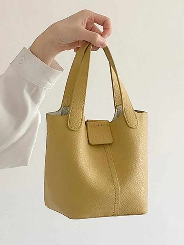 Simple Casual Chic PU Solid Color 2 Pieces Bags Accessories