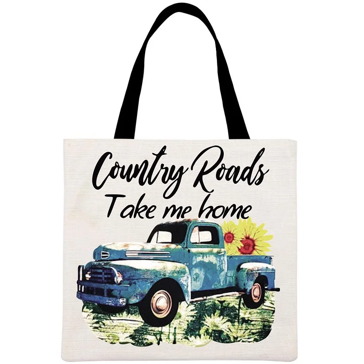 country road take me home village life Printed Linen Bag