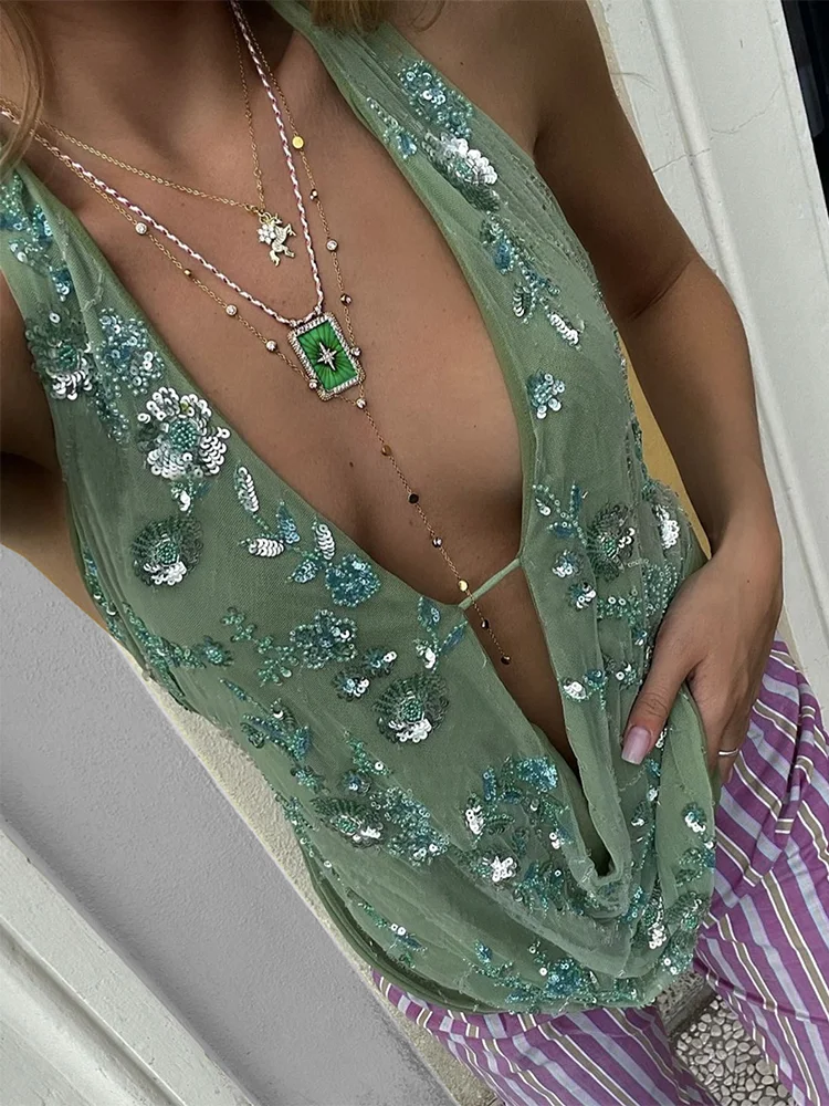 Sexy Deep V Neck Beach Tank Top Sleeveless Vest Sexy Backless Top