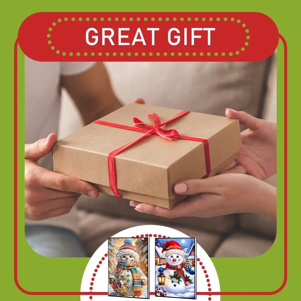 2pcs 50-Page A5 Snowman Diamond Painting Notebook for Adults Holiday Gift