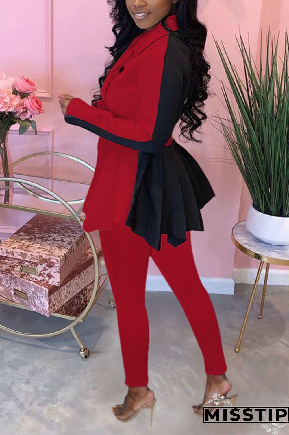 Orange Fashion Casual Long Sleeve Turndown Collar Regular Sleeve Regular Patchwork Two Pieces