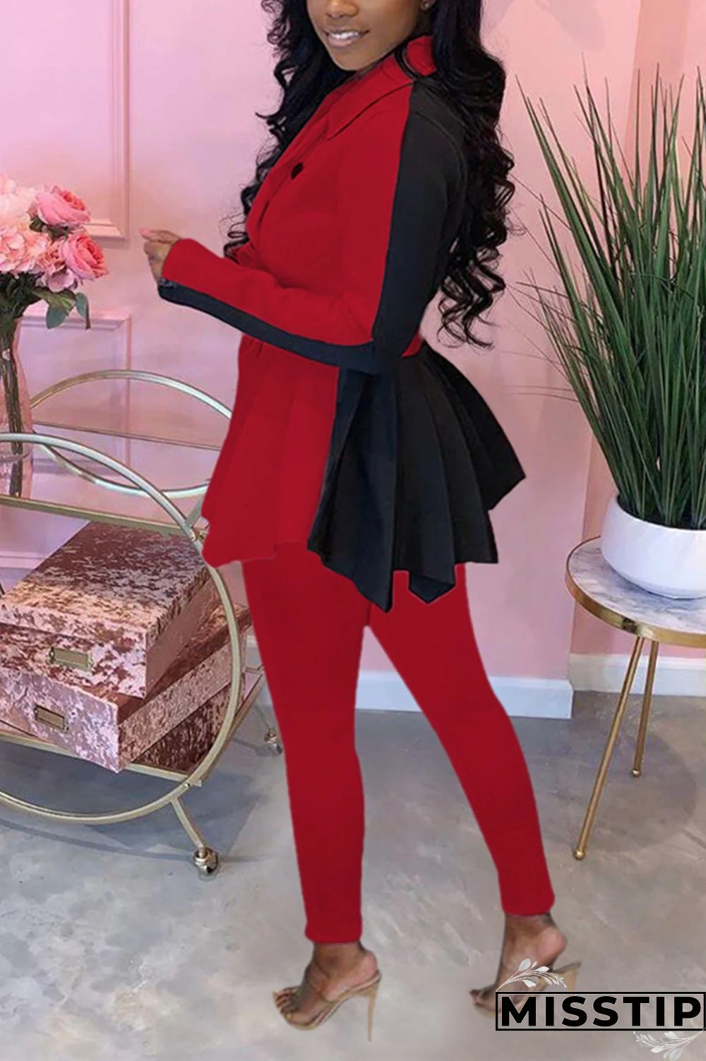 Orange Fashion Casual Long Sleeve Turndown Collar Regular Sleeve Regular Patchwork Two Pieces